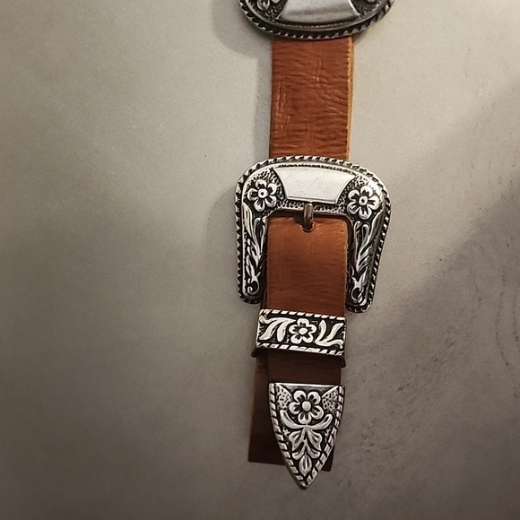 BRAVE REAL LEATHER DOUBLE WESTERN STYLE COGNAC COLOR BELT size 28 main image 6